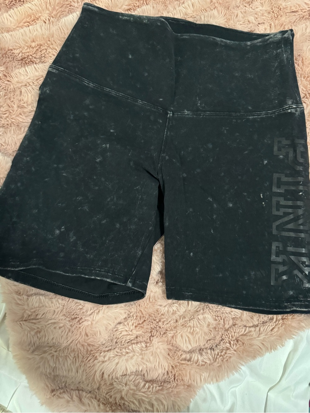 PINK Victoria's Secret Black High-Waist Bike Shorts with Side Logo